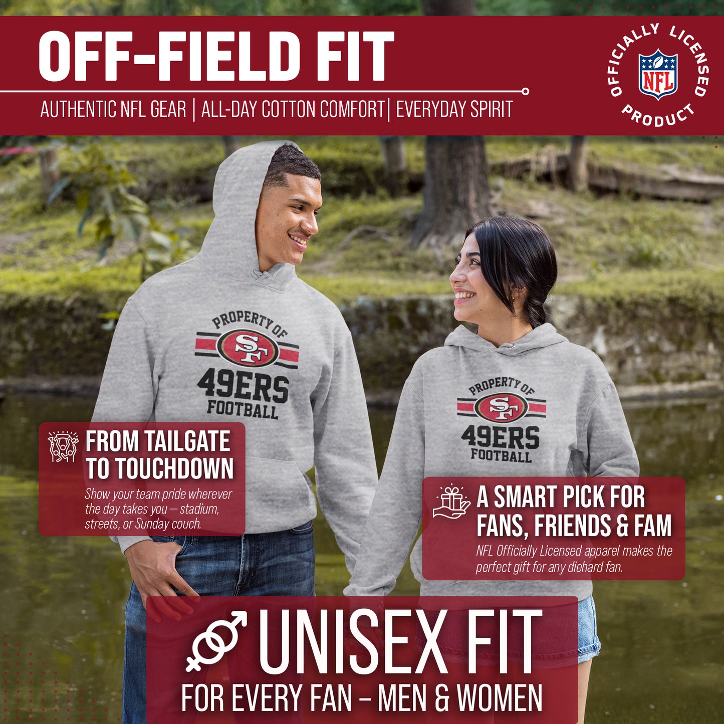 San Francisco 49ers NFL Adult Property Of Hooded Sweatshirt - Sport Gray