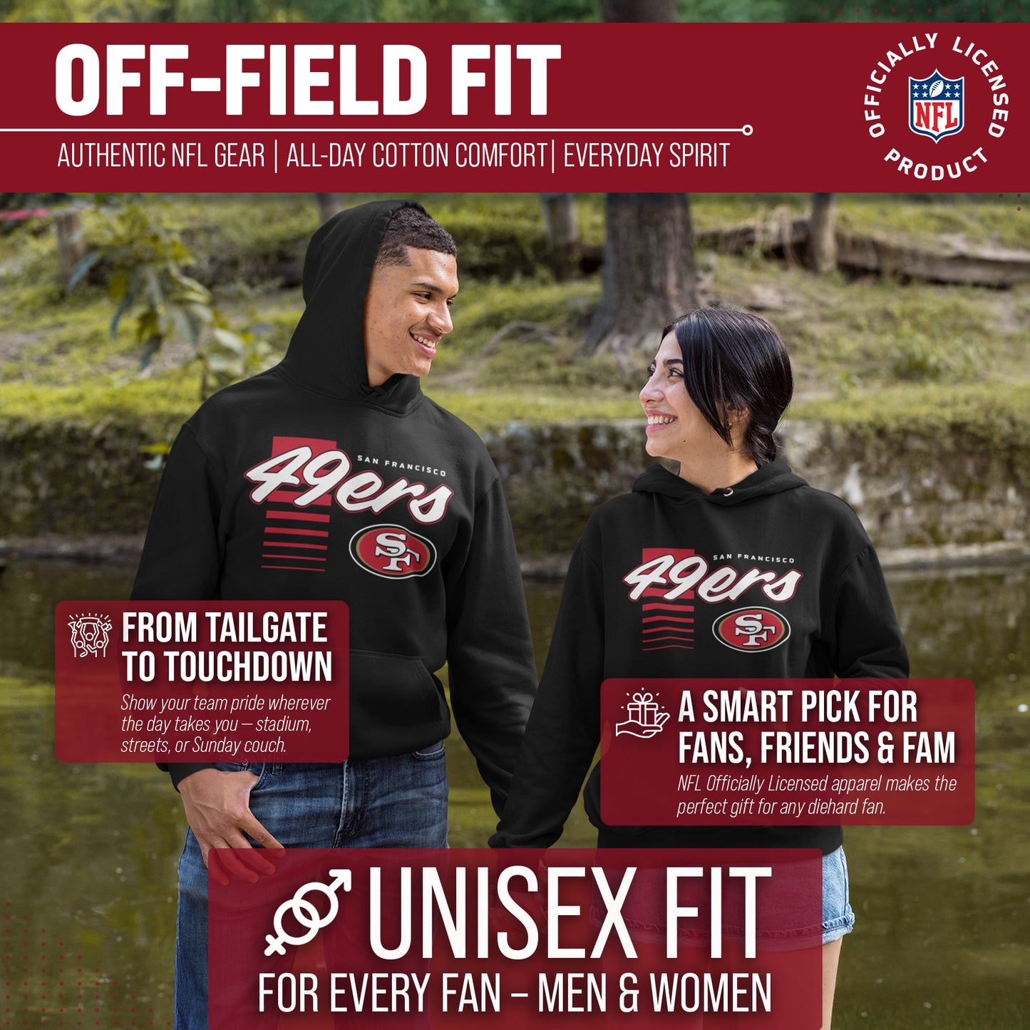 San Francisco 49ers NFL Adult Unisex Retro Script Ultra Soft Fleece Hooded Sweatshirt - Black