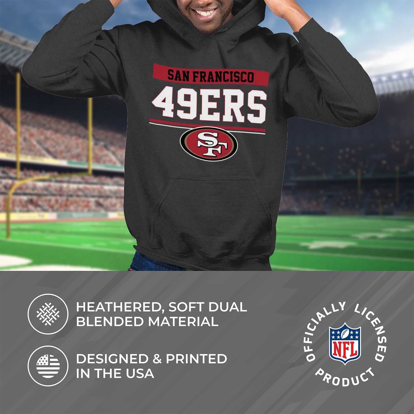 San Francisco 49ers NFL Adult Gameday Charcoal Hooded Sweatshirt - Charcoal