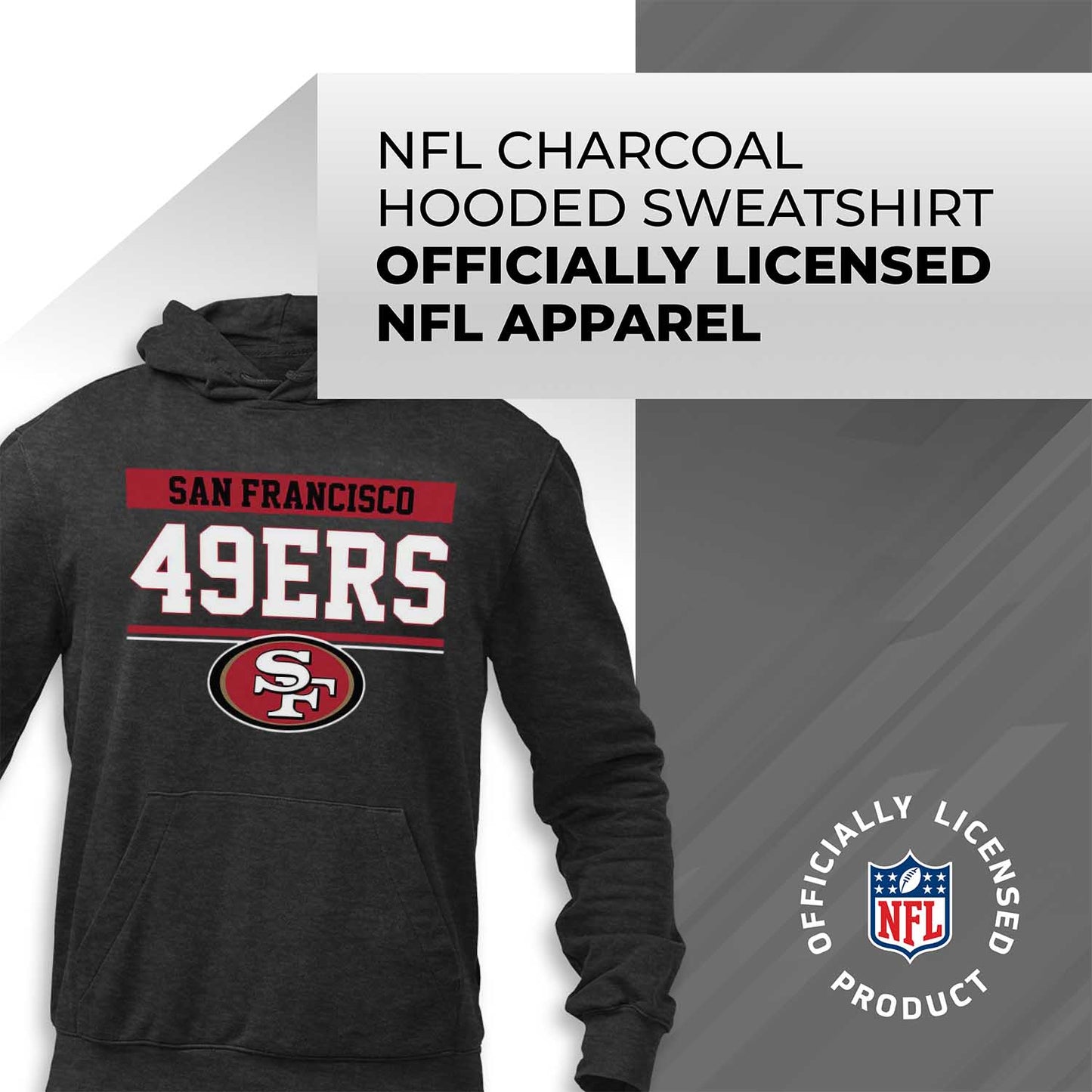 San Francisco 49ers NFL Adult Gameday Charcoal Hooded Sweatshirt - Charcoal