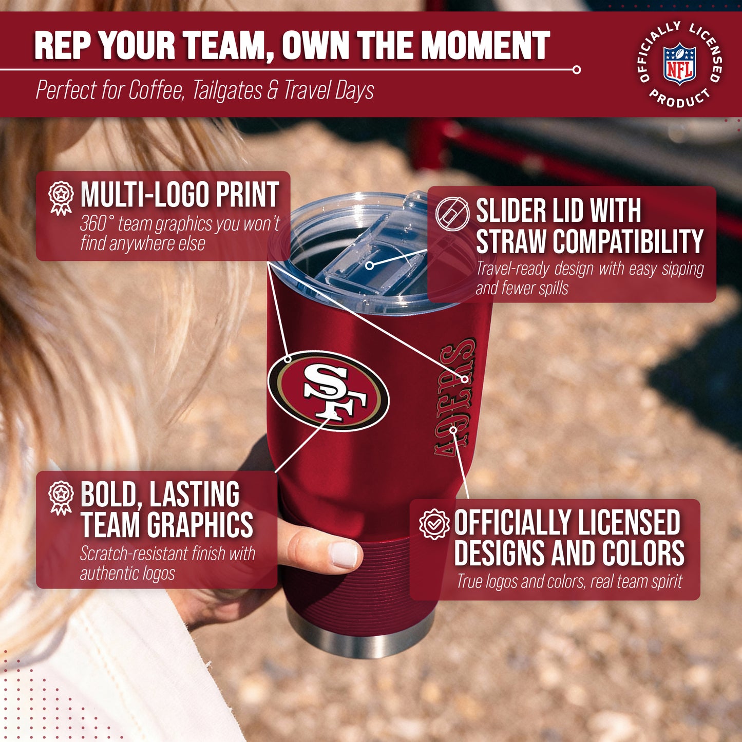 San Francisco 49ers NFL 30oz Gameday Stainless Steel Tumbler - Cardinal