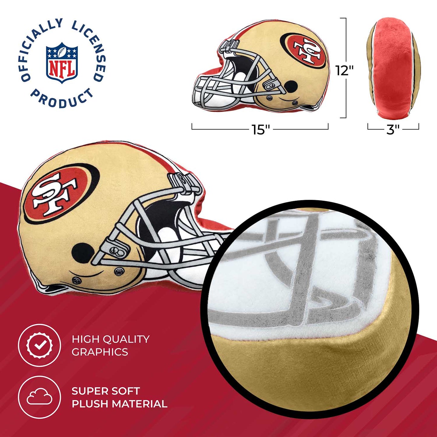 San Francisco 49ers NFL Helmet Football Super Soft Plush Pillow - Cardinal