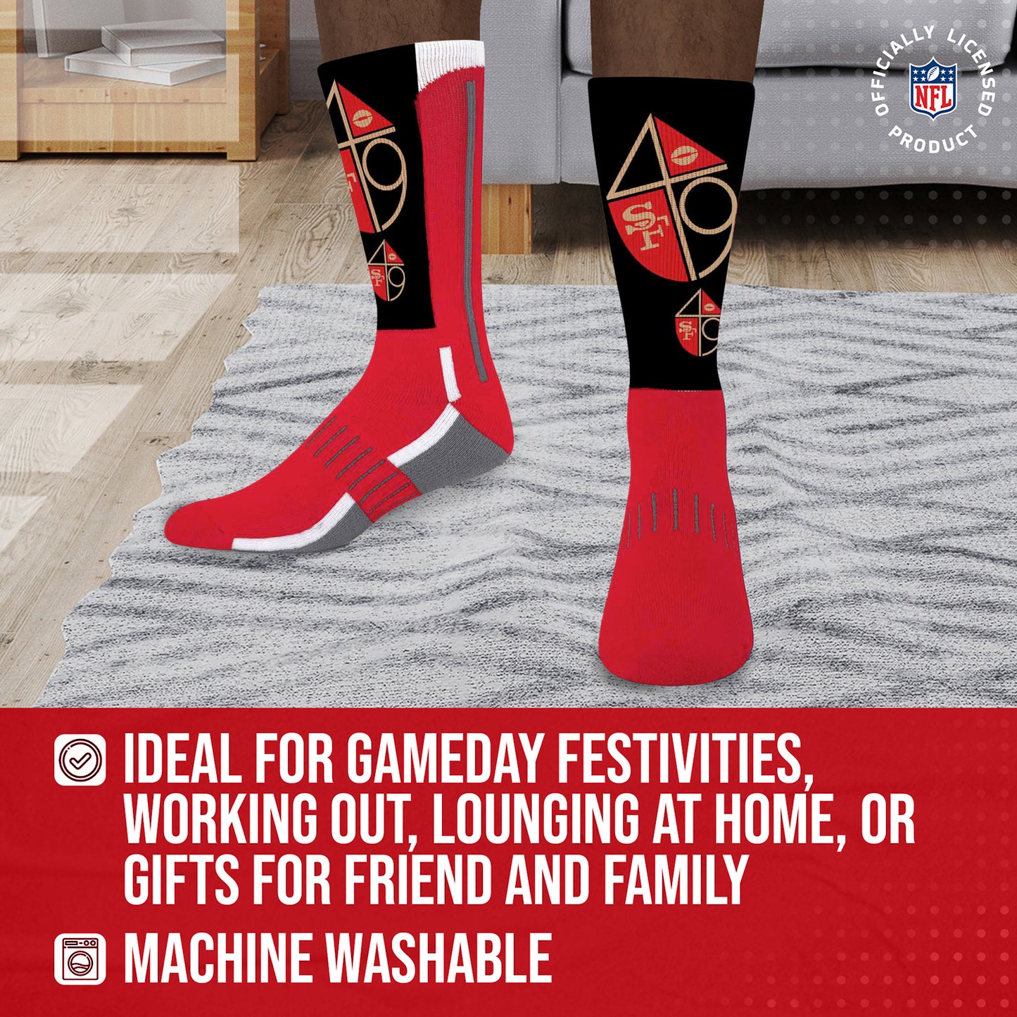 San Francisco 49ers NFL V Curve Socks - Team Color