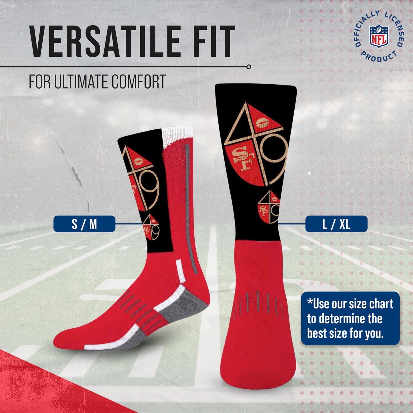 San Francisco 49ers NFL V Curve Socks - Team Color