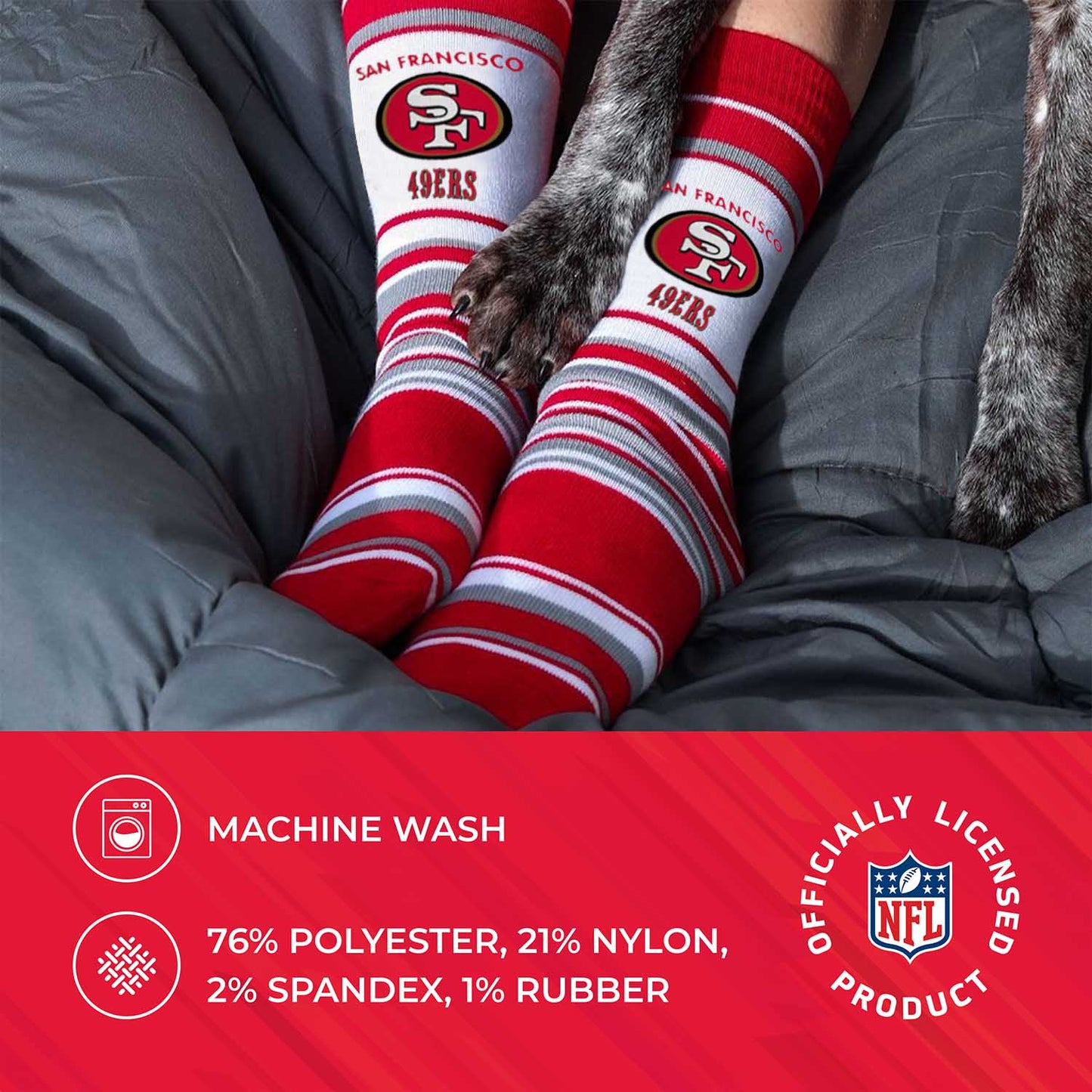 San Francisco 49ers NFL Adult Striped Dress Socks - Red