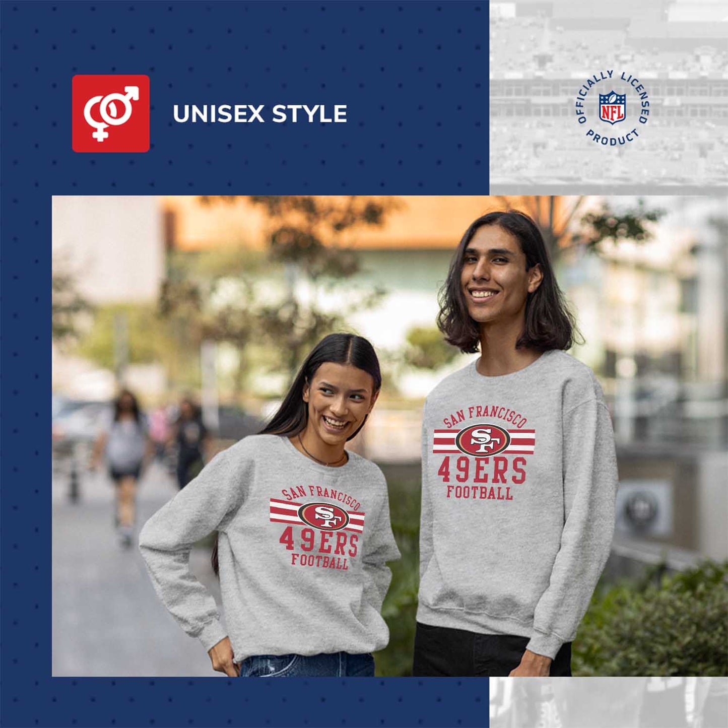 San Francisco 49ers NFL Team Stripe Crew Sweatshirt - Sport Gray