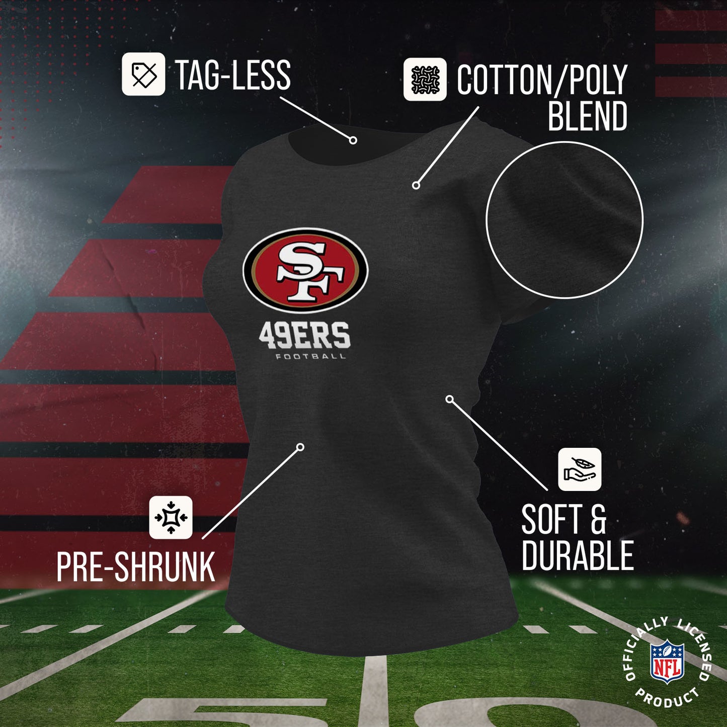 San Francisco 49ers Women's NFL Ultimate Fan Logo Short Sleeve T-Shirt - Black