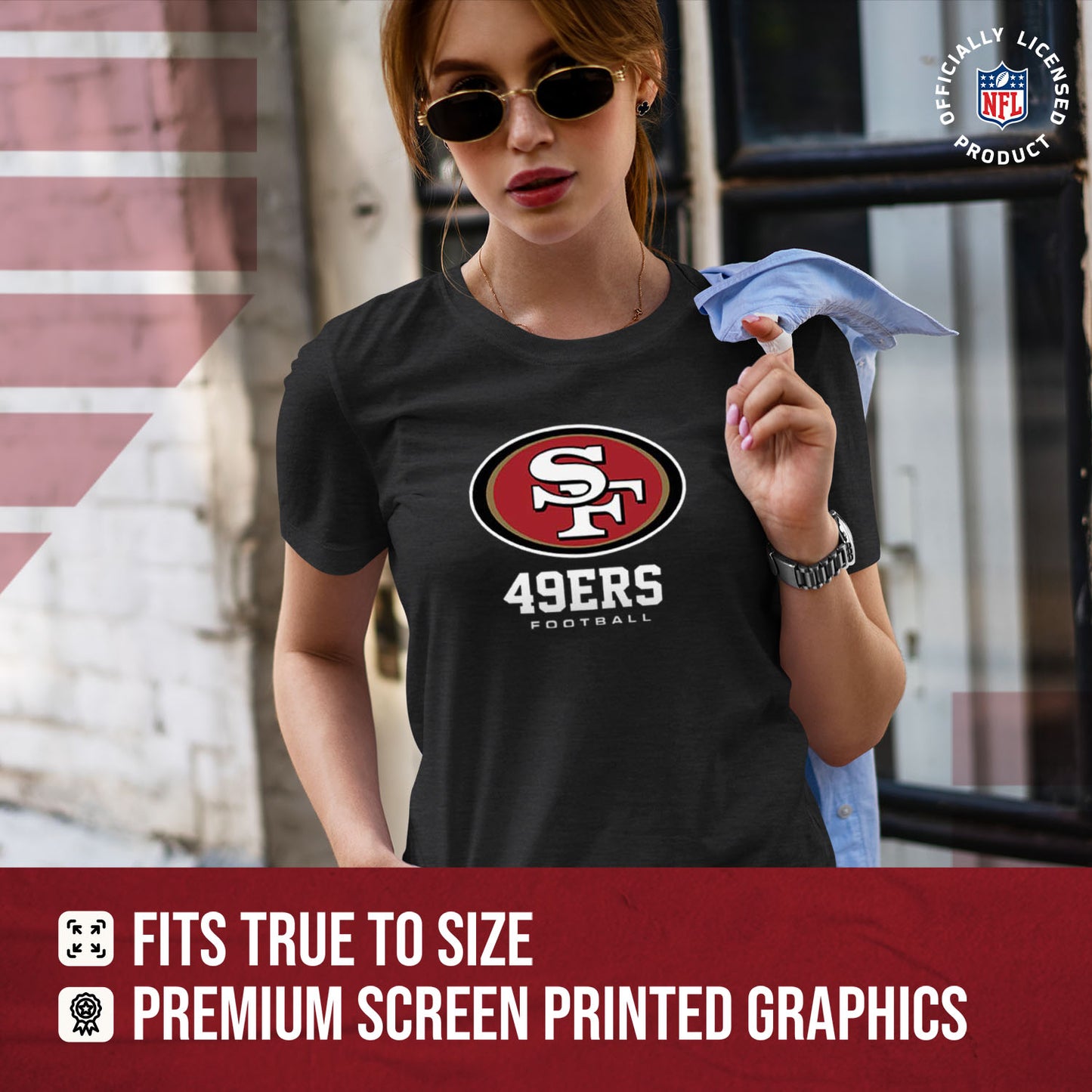 San Francisco 49ers Women's NFL Ultimate Fan Logo Short Sleeve T-Shirt - Black