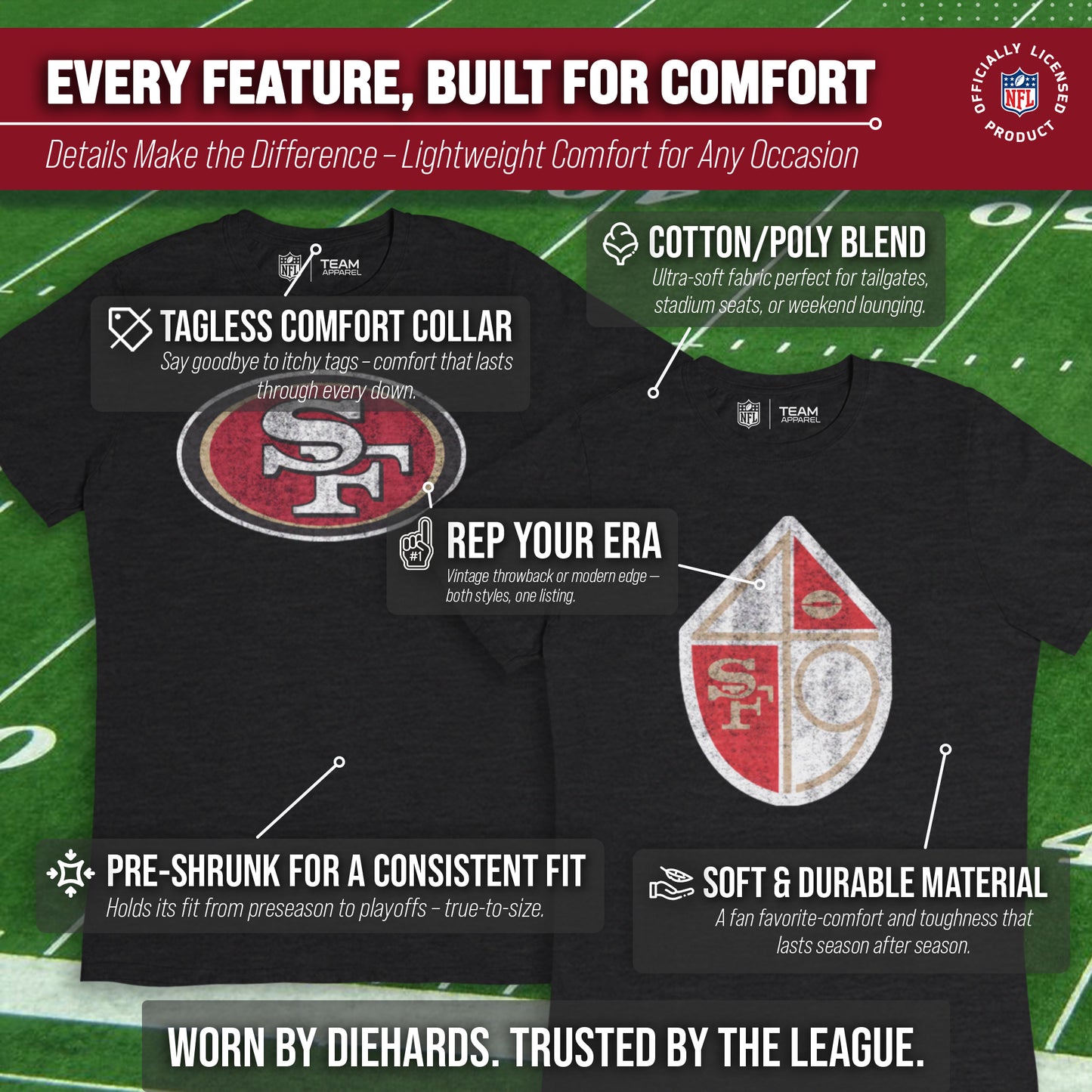 San Francisco 49ers NFL Modern Throwback T-shirt - Team Color
