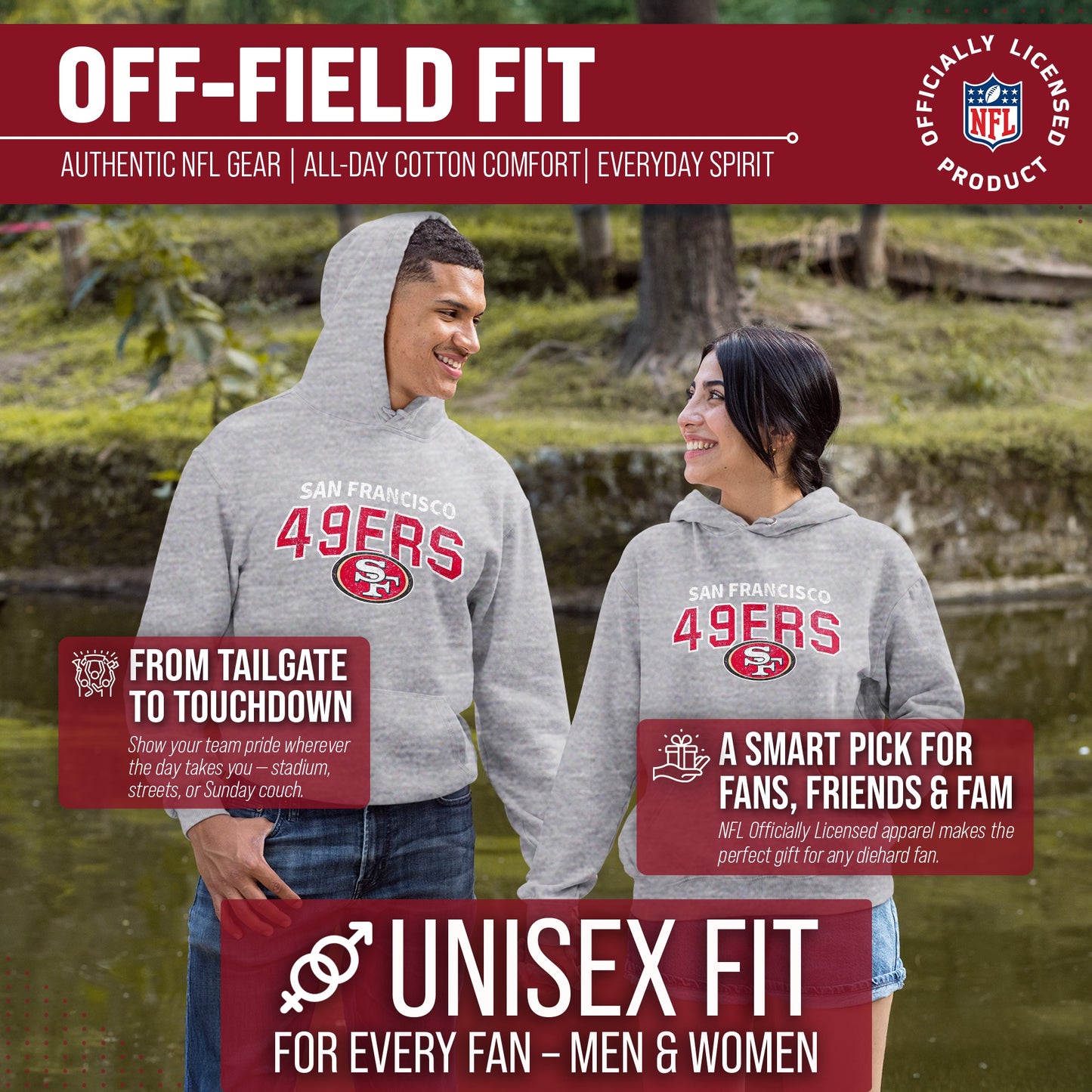 San Francisco 49ers NFL Adult Unisex Starting Fresh Ultra Soft Fleece Hooded Sweatshirt - Athletic Heather