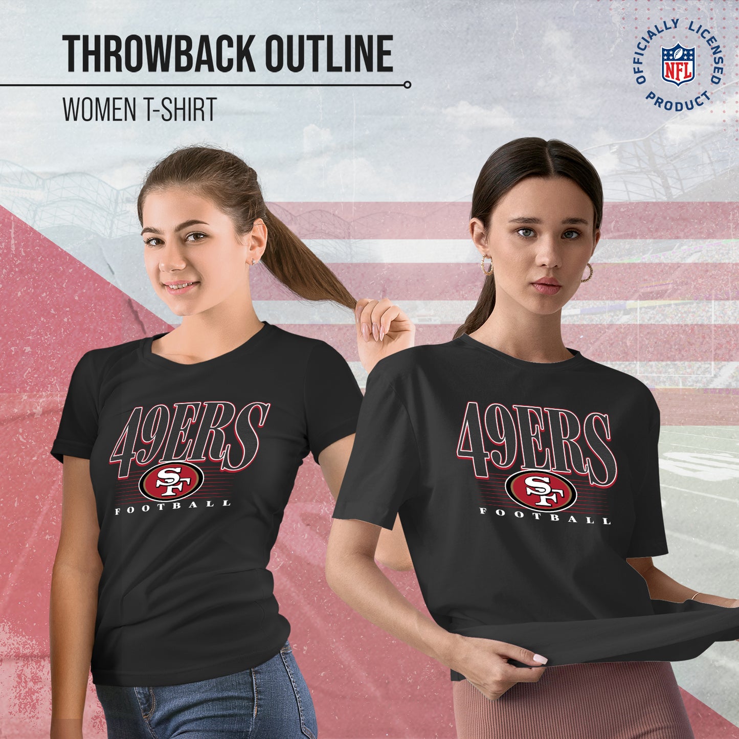 San Francisco 49ers NFL Womens Overtime Blueprint Tag-Less T-Shirt - Black
