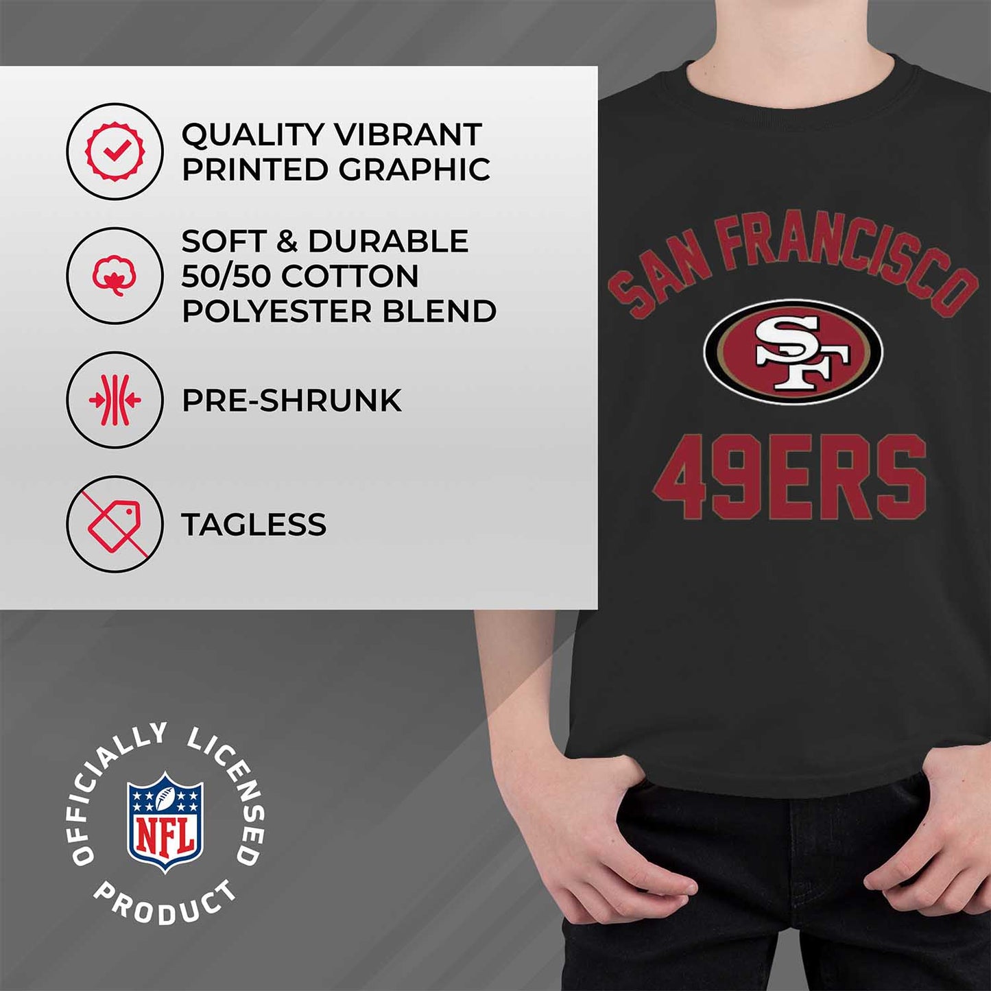 San Francisco 49ers NFL Youth Gameday Football T-Shirt - Black