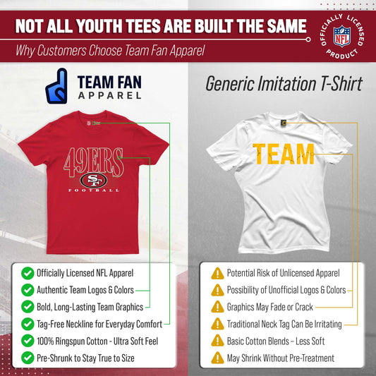 San Francisco 49ers NFL Youth Overtime Blueprint Football T-Shirt Unisex Tag Free Comfortable - Red