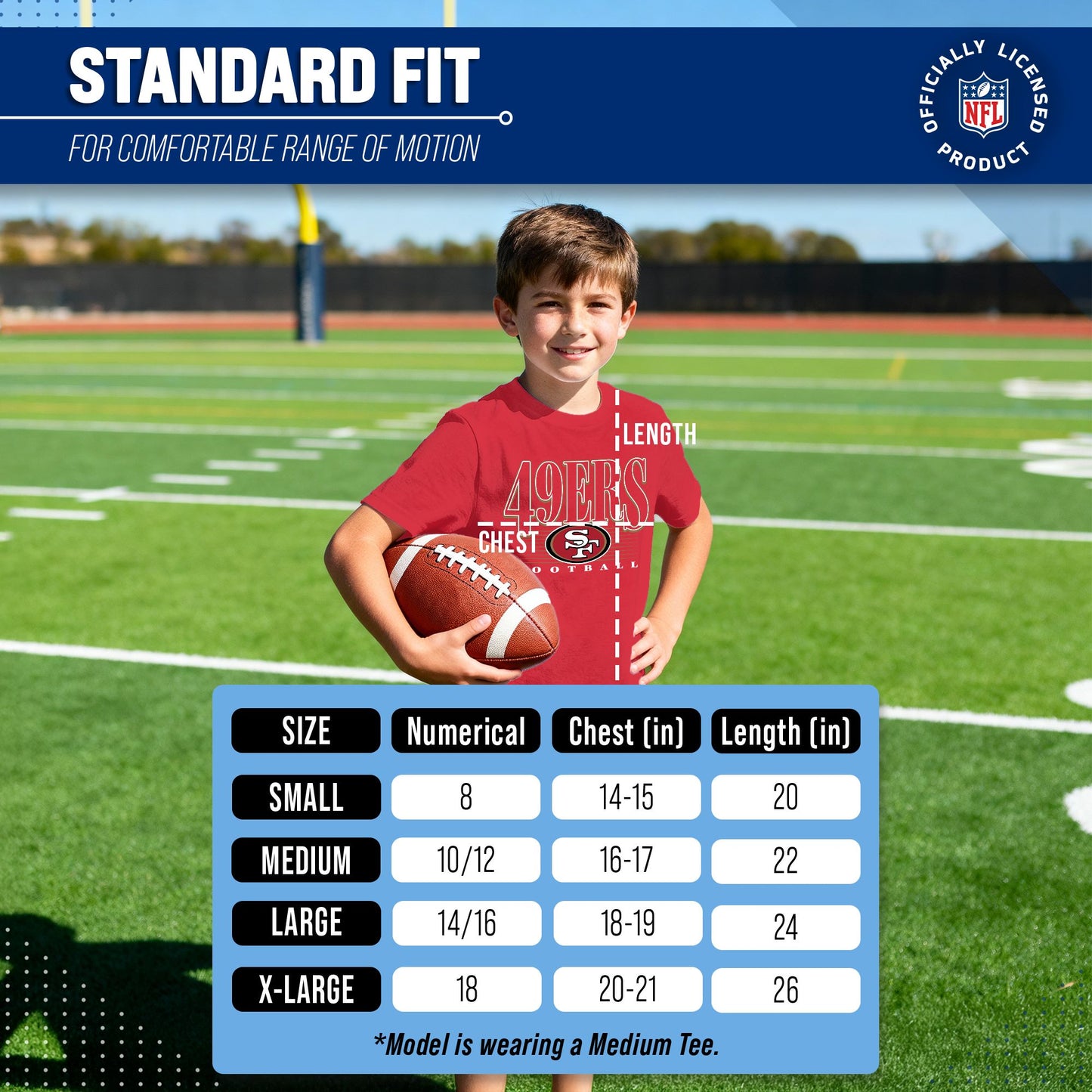 San Francisco 49ers NFL Youth Overtime Blueprint Football T-Shirt Unisex Tag Free Comfortable - Red