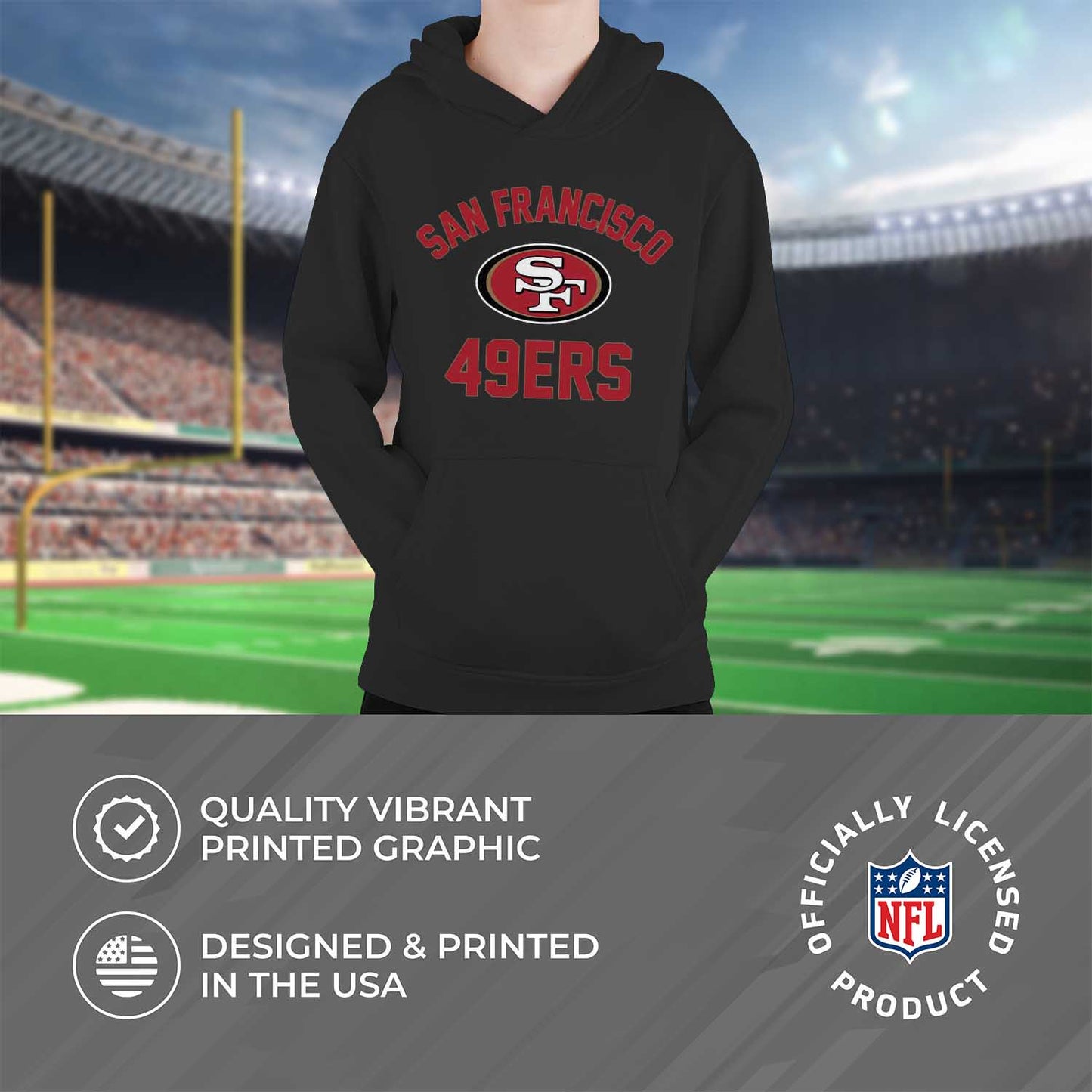 San Francisco 49ers NFL Youth Gameday Hooded Sweatshirt - Black