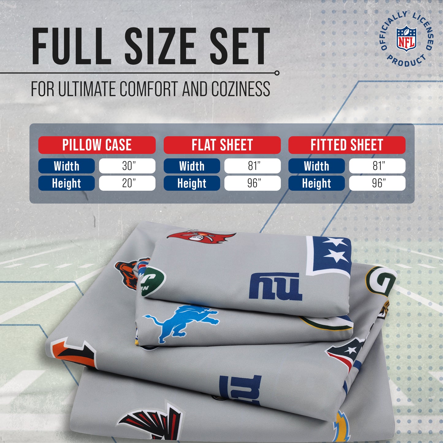 NFL Ultimate Fan Repeating All Team Logo Bedding Set - Team Color