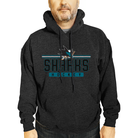 San Jose Sharks NHL Adult Heather Charcoal True Fan Hooded Sweatshirt Unisex - Charcoal