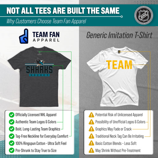 San Jose Sharks Adult NHL Heather Charcoal True Fan Hockey T-Shirt - Charcoal