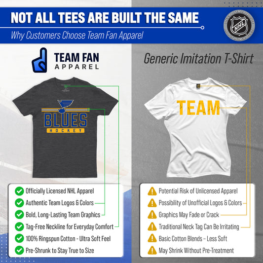 St. Louis Blues Adult NHL Heather Charcoal True Fan Hockey T-Shirt - Charcoal