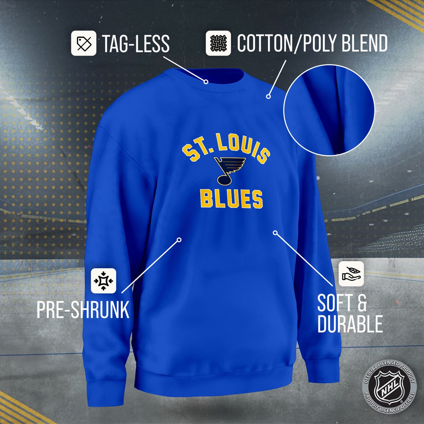 St. Louis Blues Adult NHL Gameday Crewneck Sweatshirt - Royal