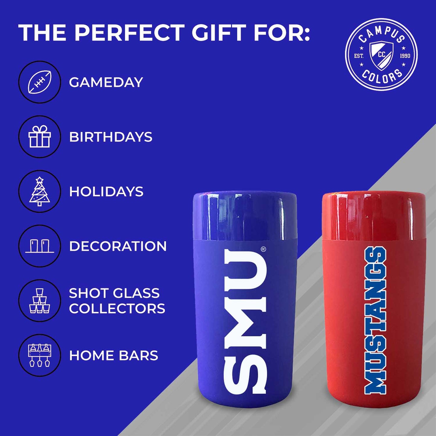 SMU Mustangs College and University 2-Pack Shot Glasses - Team Color