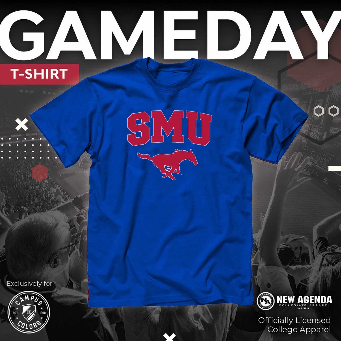 SMU Mustangs Adult Arch & Logo Soft Style Gameday T-Shirt - Royal