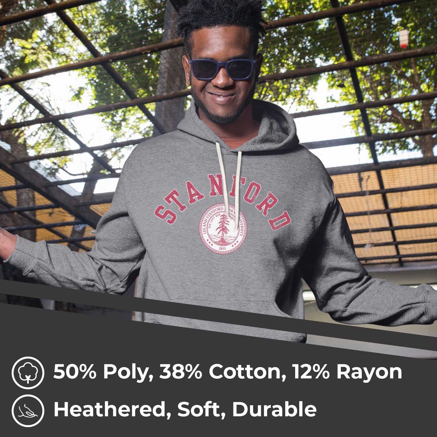 Stanford Cardinal College Gray University Seal Hooded Sweatshirt - Gray