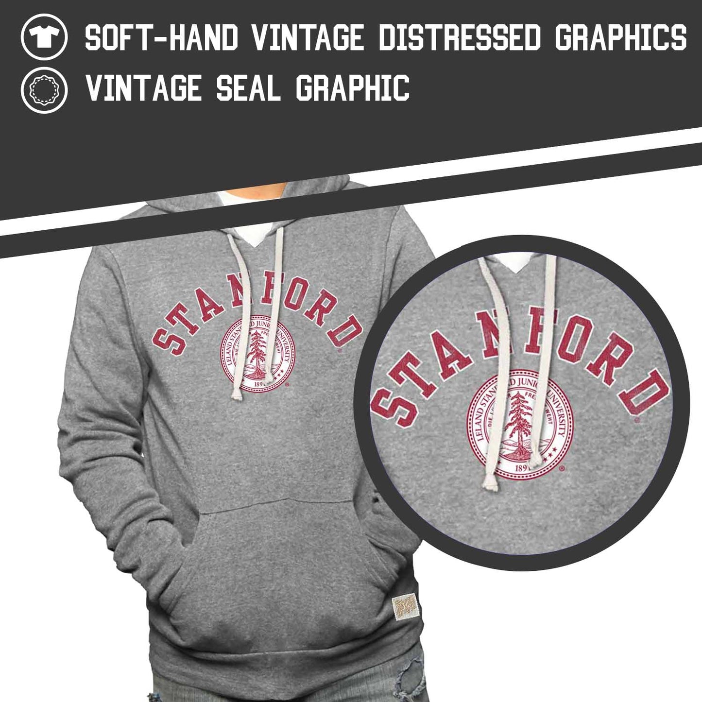 Stanford Cardinal College Gray University Seal Hooded Sweatshirt - Gray
