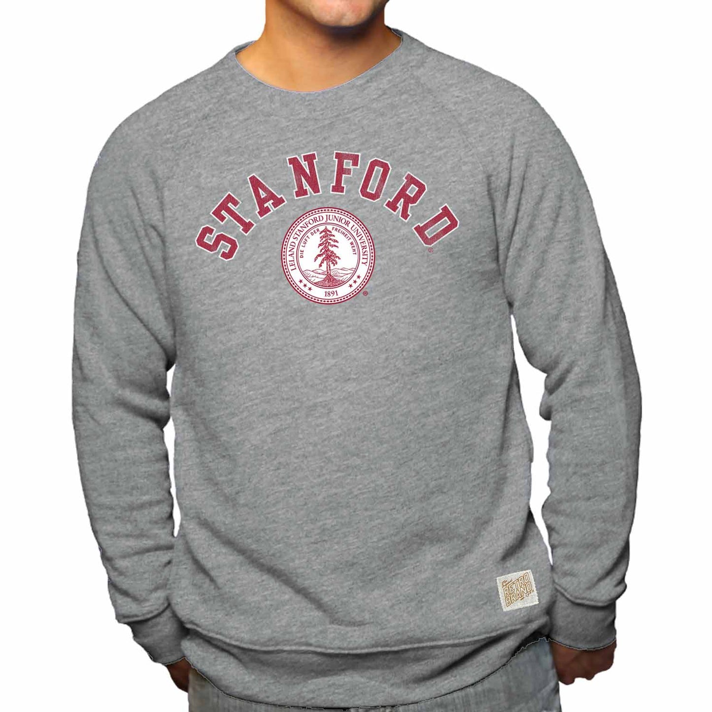 Stanford Cardinal College Gray University Seal Crewneck Sweatshirt - Gray