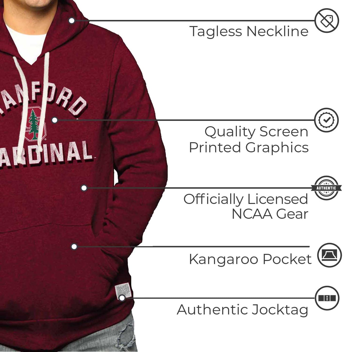Stanford Cardinal Adult University Hoodie - Crimson