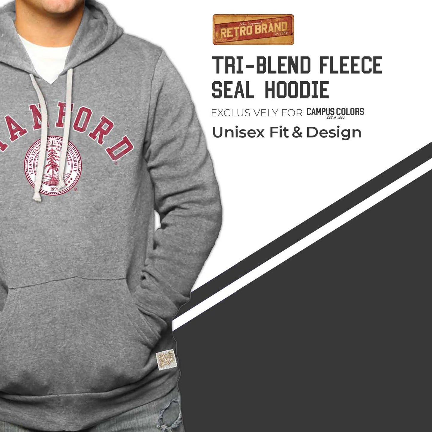 Stanford Cardinal College Gray University Seal Hooded Sweatshirt - Gray