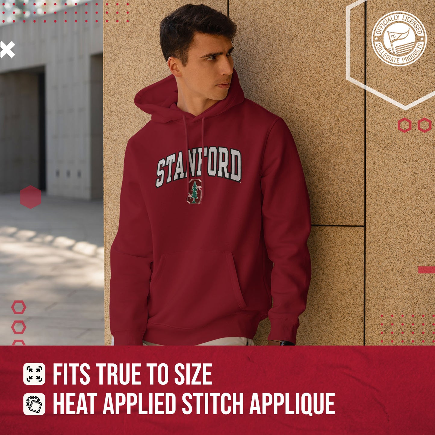 Stanford Cardinal NCAA Adult Tackle Twill Hooded Sweatshirt - Cardinal