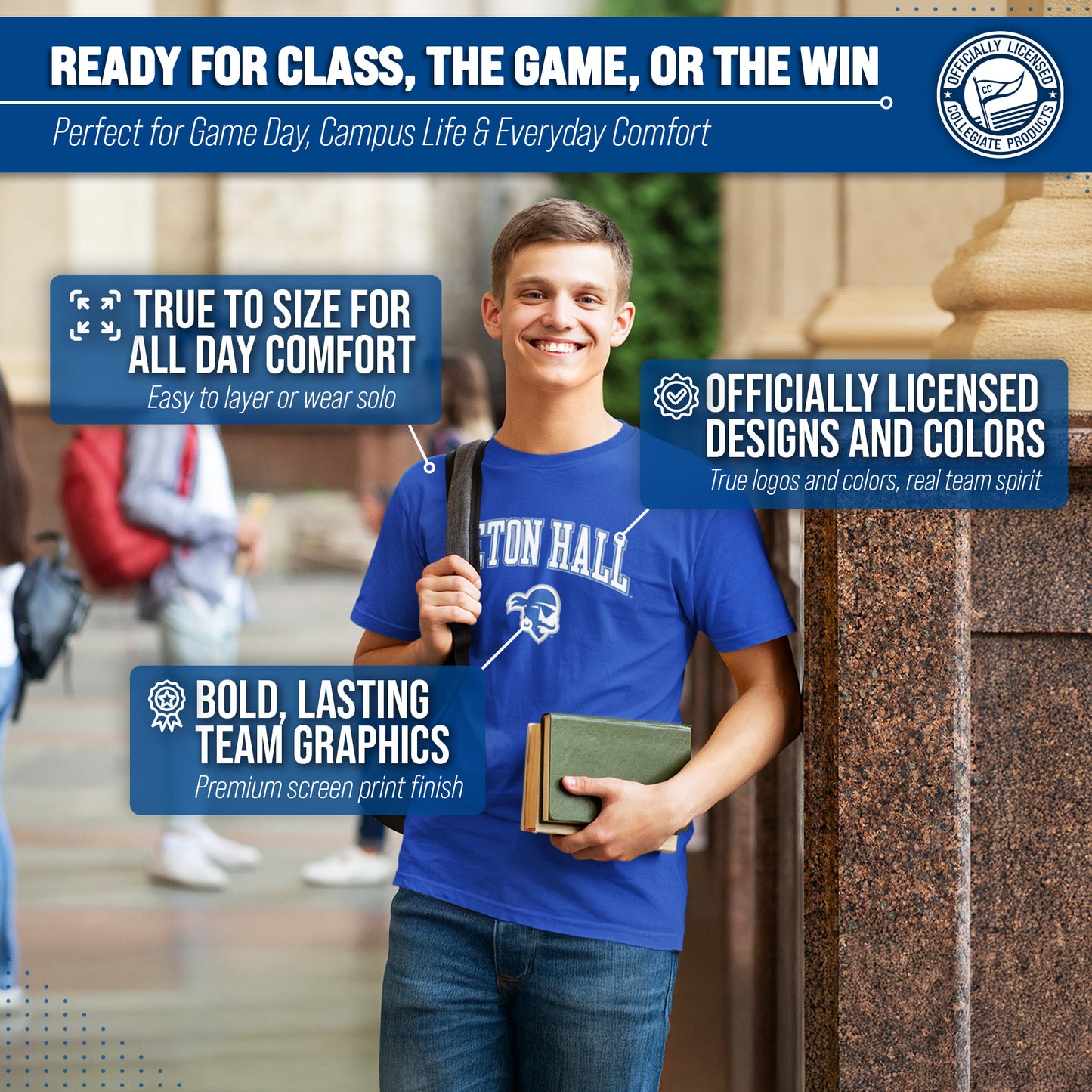 Seton Hall Pirates NCAA Adult Gameday Cotton T-Shirt - Royal