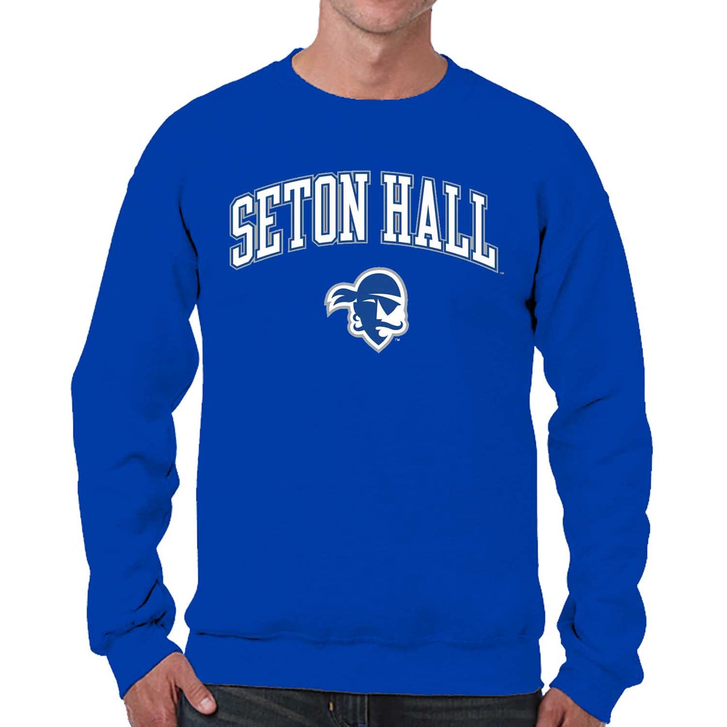 Seton Hall Pirates Adult Arch & Logo Soft Style Gameday Crewneck Sweatshirt - Royal