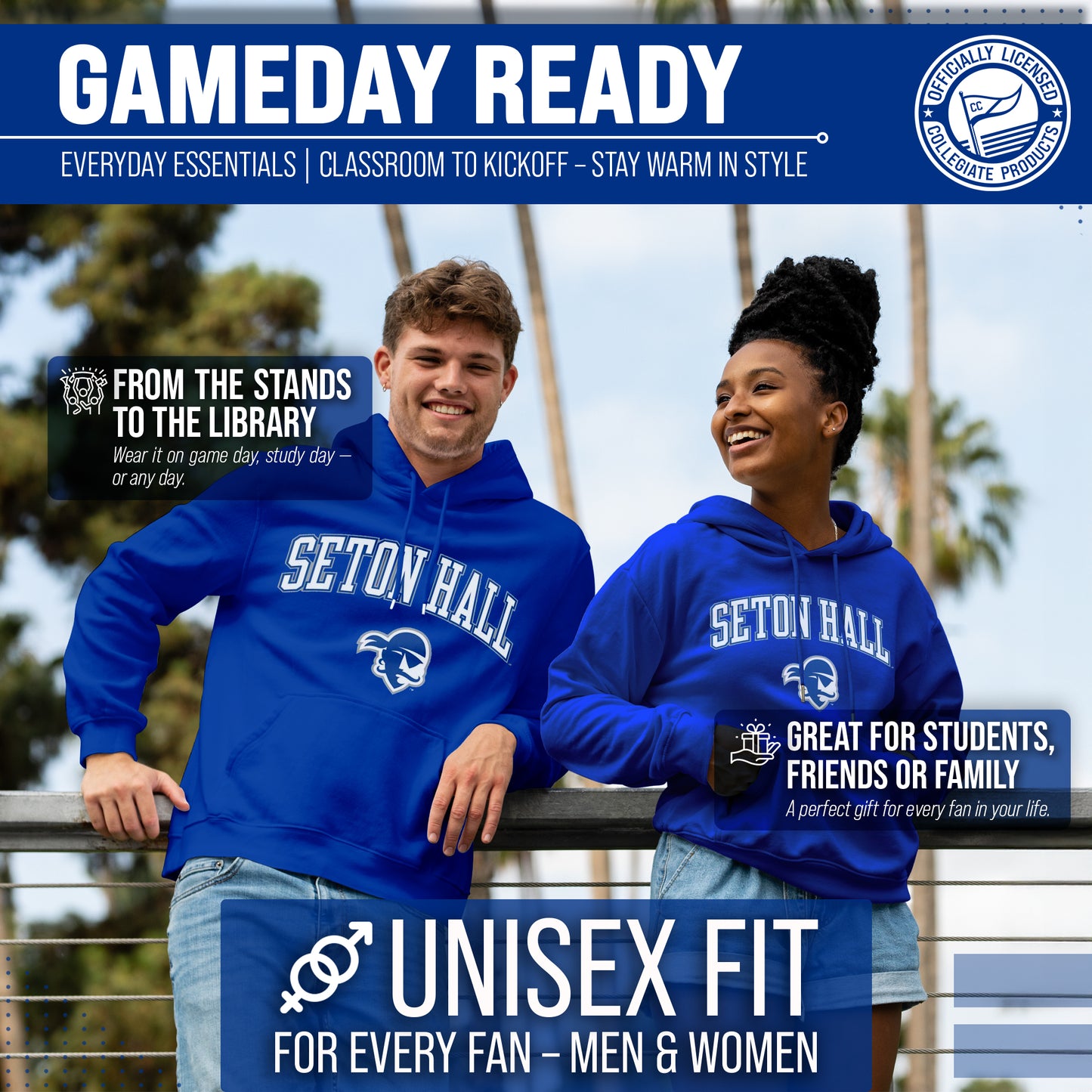Seton Hall Pirates Adult Arch & Logo Soft Style Gameday Hooded Sweatshirt - Royal
