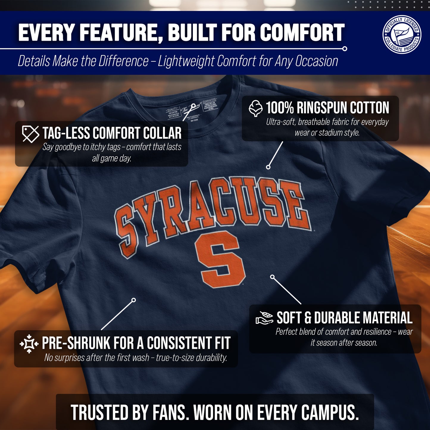 Syracuse Orange NCAA Adult Gameday Cotton T-Shirt - Navy