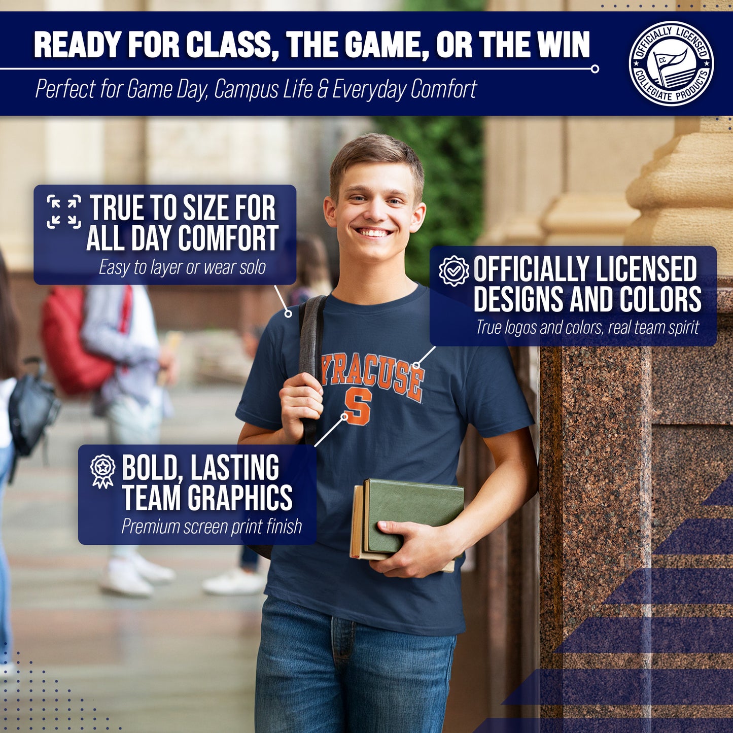 Syracuse Orange NCAA Adult Gameday Cotton T-Shirt - Navy