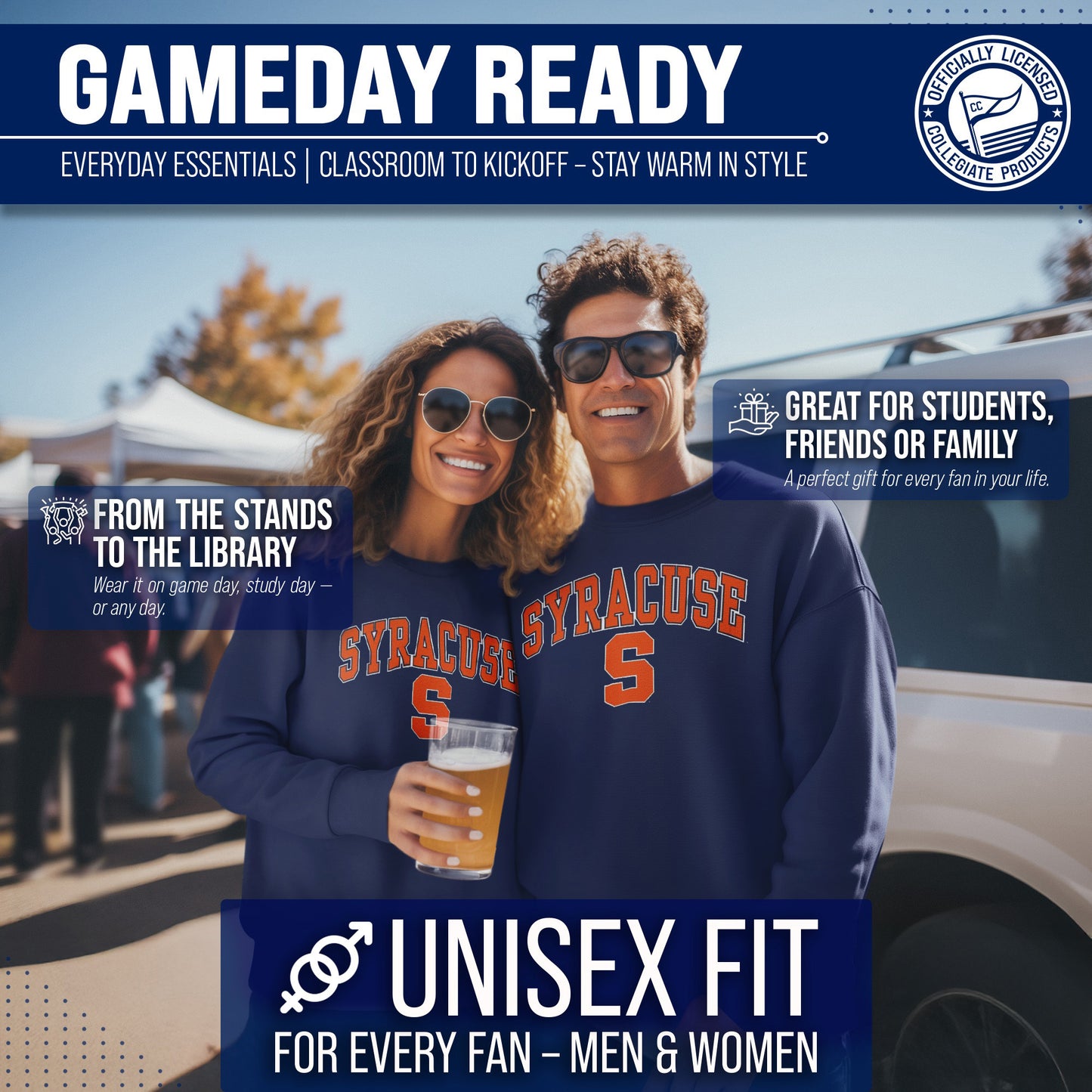 Syracuse Orange Adult Arch & Logo Soft Style Gameday Crewneck Sweatshirt - Navy