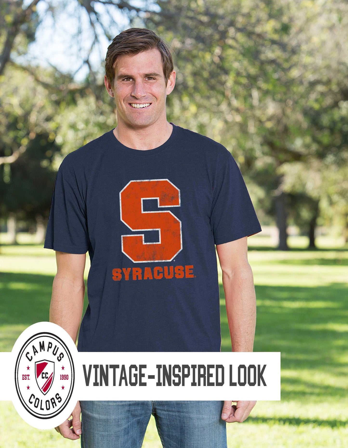 Syracuse Orange Adult MVP Heathered Cotton Blend T-Shirt - Navy