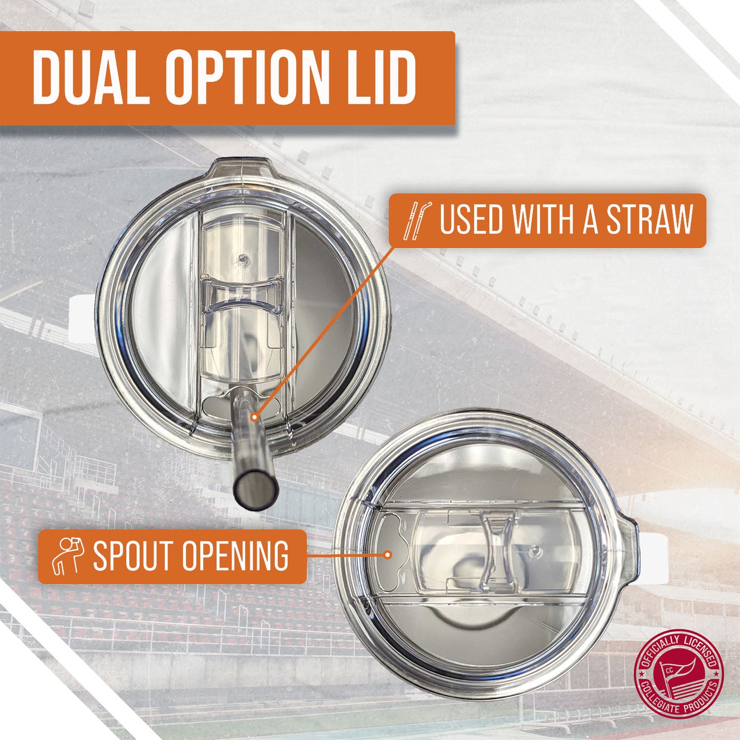 Syracuse Orange NCAA Stainless Steel 20oz Roadie With Handle & Dual Option Lid With Straw - White
