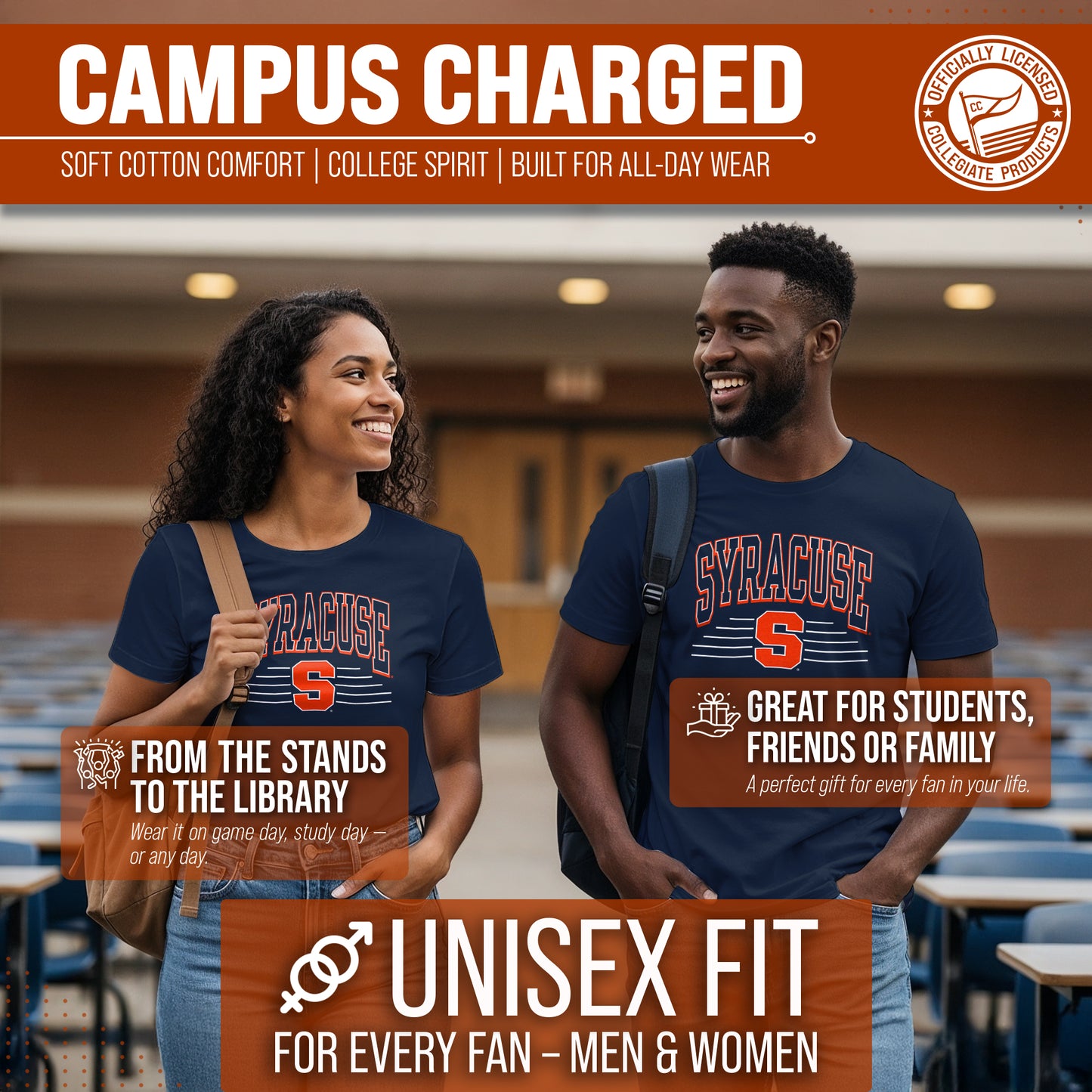 Syracuse Orange NCAA Adult Unisex Overtime Classics T-Shirt - Navy