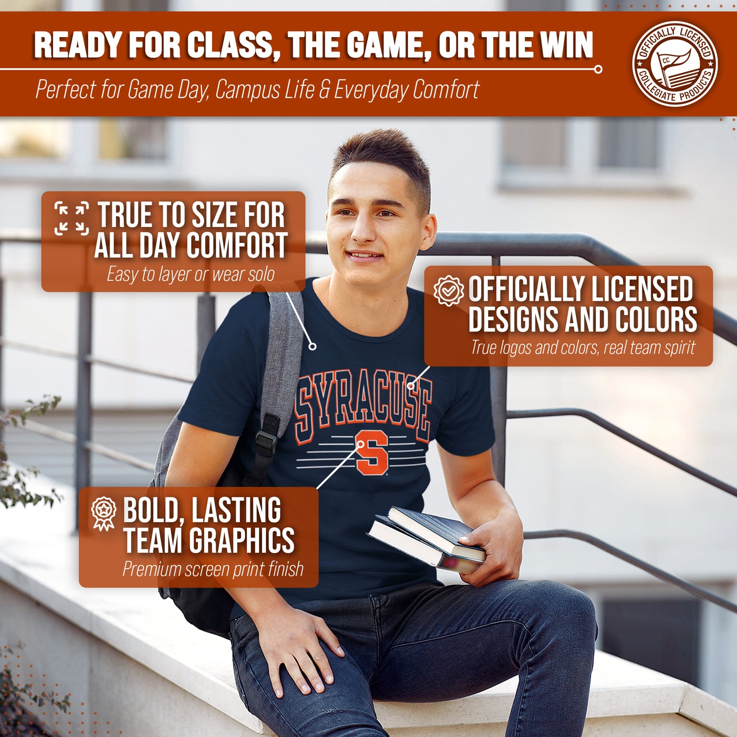 Syracuse Orange NCAA Adult Unisex Overtime Classics T-Shirt - Navy