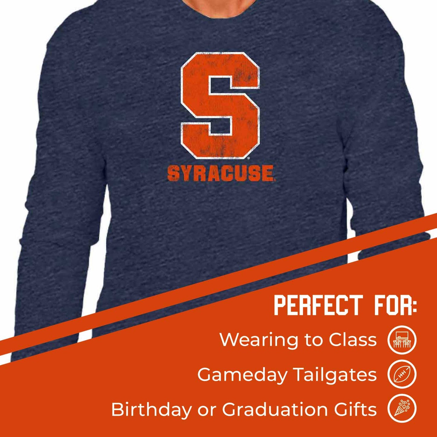 Syracuse Orange NCAA MVP Adult Long-Sleeve Shirt - Navy