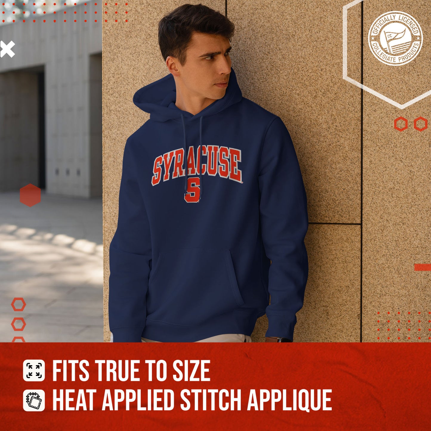 Syracuse Orange NCAA Adult Tackle Twill Hooded Sweatshirt - Navy