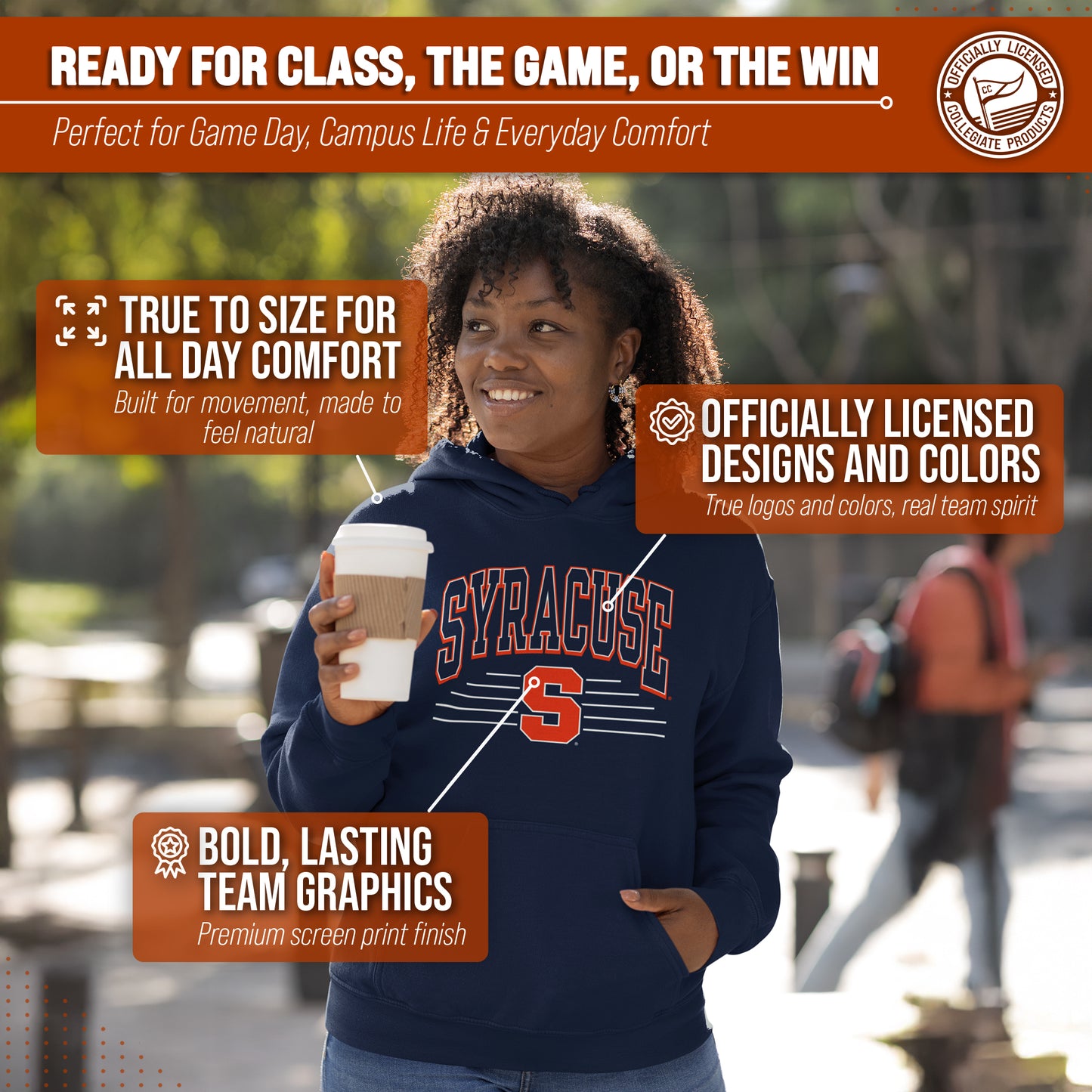 Syracuse Orange NCAA Adult Unisex Overtime Classics Hooded Fleece Sweatshirt - Navy