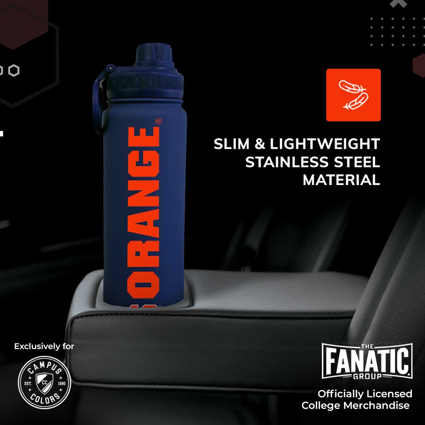Syracuse Orange NCAA Stainless Steel Water Bottle - Navy
