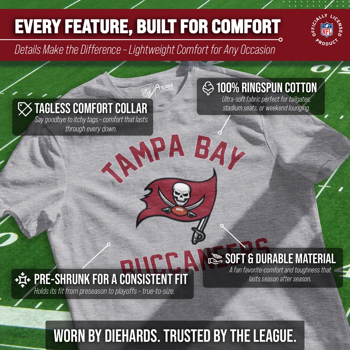 Tampa Bay Buccaneers NFL Adult Gameday T-Shirt - Gray