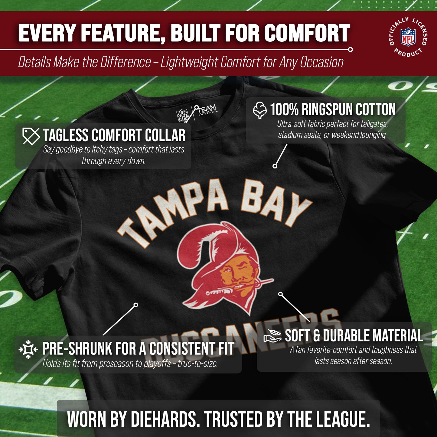 Tampa Bay Buccaneers NFL Adult Retro Gameday Unisex T-Shirt - Black