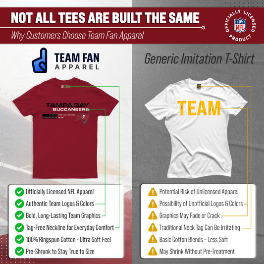 Tampa Bay Buccaneers Adult NFL Speed Stat Sheet T-Shirt - Cardinal