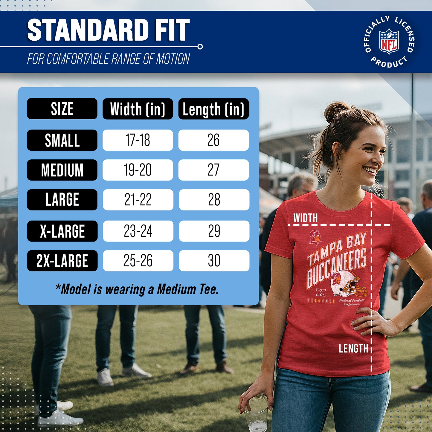 Tampa Bay Buccaneers NFL Womens Distressed Helmet Tag-Less Soft T-Shirt - Red Heather